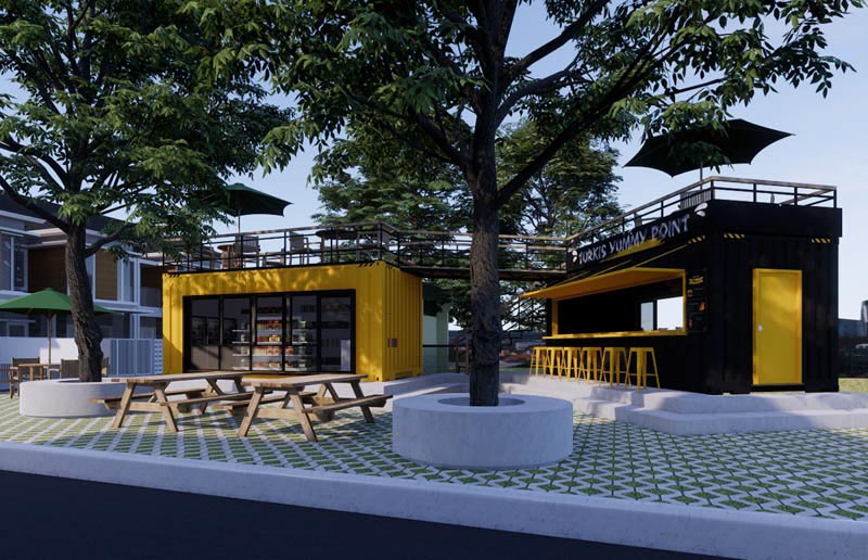 mau thiet ke quan cafe container hien dai