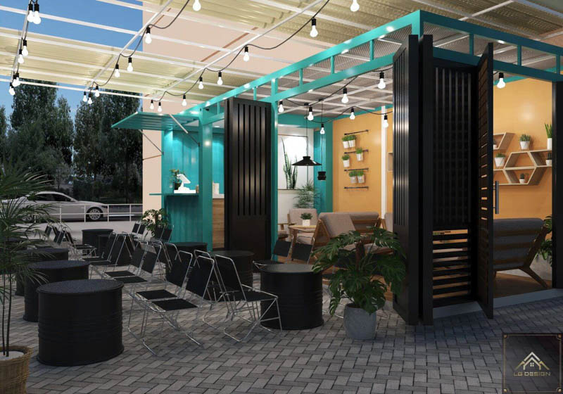 mau thiet ke quan cafe container ngoai troi