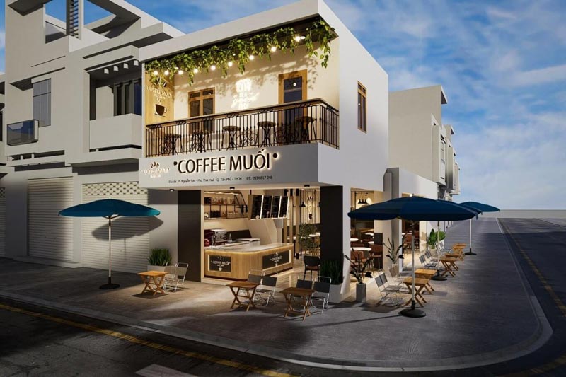quán cafe 2 tầng nội thất 