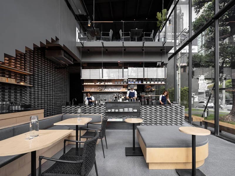 thiết kế cafe 2 tầng sang trọng