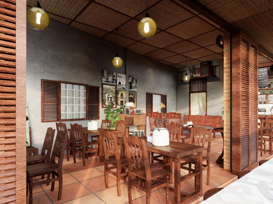 thiết kế quán cafe nhỏ đẹp giá rẻ gần gũi với thiên nhiên