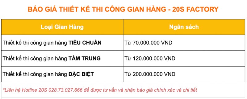 báo giá thiết kế gian hàng