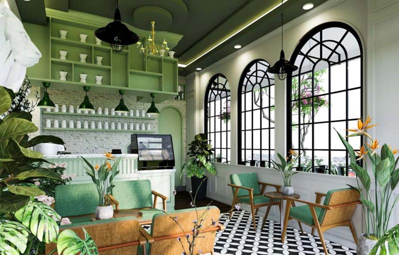 quán cafe 2 tầng nhiệt đới
