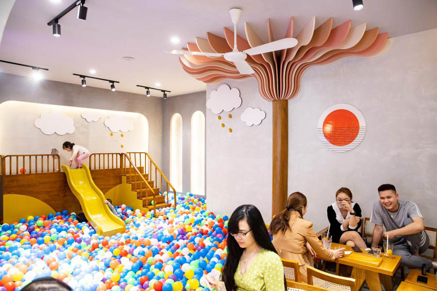 y tuong thiet ke quan cafe kids